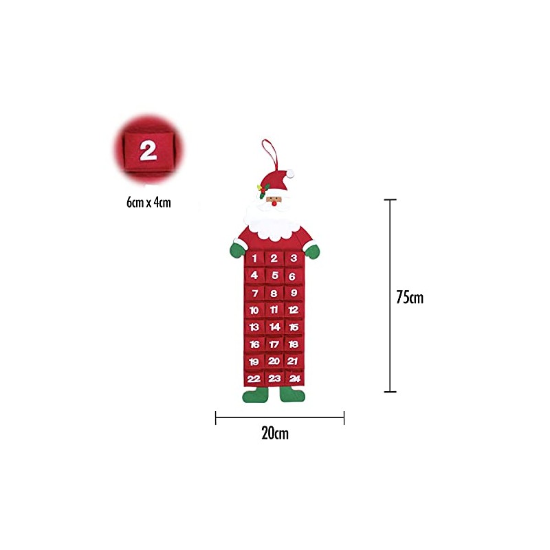 Large Felt Christmas Advent Calendar With Pockets Hanging Decoration (Choose