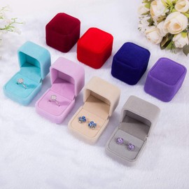 Ring Case 2 Pcs Jewelry Case Ring Earring Display Pocket Size Proposal Ring Storage Jewelry Box Velvet Jewelry Ring Case (Blue)