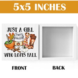 Fall Decor, Fall Decorations for Home Office, Fall Decorations, Fall Sign, Just A Girl Who Loves Fall Sign, Fall Thanksgiving Decorations, Fall Pumpkin Office Desk Decor 5 X 5 Inch