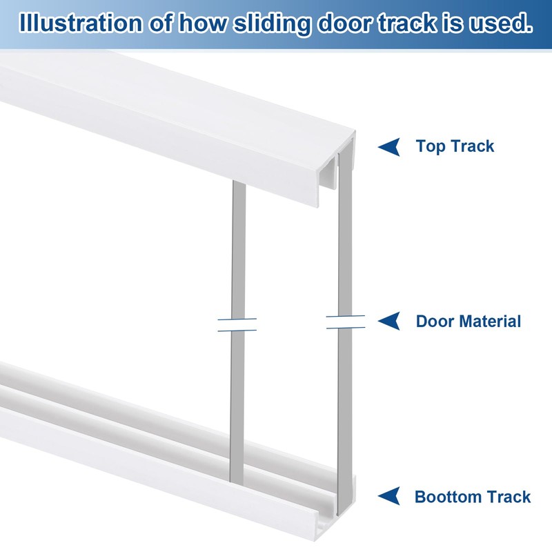 uxcell 2Set White Plastic Sliding Door Track, Sliding Glass Window