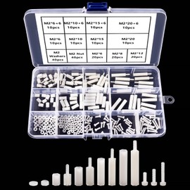 YIXISI 220 PCS M2 Male Female Nylon Hex Spacer Standoff Screw Nut Threaded Pillar Assorted Assortment Kit, for DIY Electrical Circuit Board and Machine Board Assortment Mounting Hardware, White