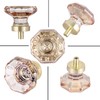 HIEMEY 4 Pack Glass Cabinet Knobs and Pulls,Octagon Champagne Crystal