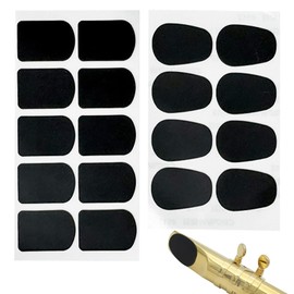 WOLMIK 18 Stück Mundstückkissen, 0,8 mm Saxophon-Mundstück-Patches, ovale und quadratische Form, selbstklebende Mundstück-Pads für Alt- und Tenorsaxophon und Klarinette