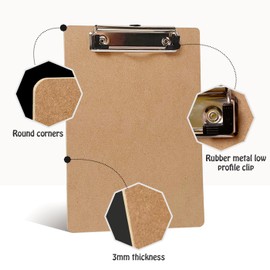 Uzant Mini Clipboards, 16 Pack 6" x 9" Small Clipboards Bulk, Memo Size Clip Boards Pack, Wooden Mini Clipboards with Low Profile Clip, Hanging Loop for Office Home Classroom Supplies