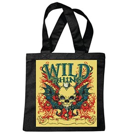 Reifen-Markt Wild Thing Skull Biker Shirt Gothic Bike Club MC Motorcycle Chopper Custom Motorcycle Meeting Club Shopping Bag School Bag Gym Bag in Black, black