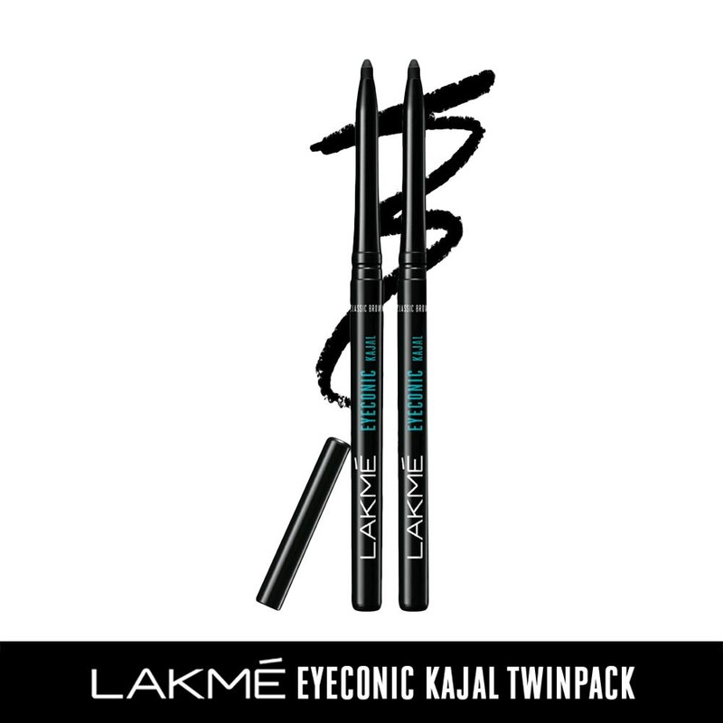 LAKM 2 X Lakme Eyeconic Kajal Twin Pack, Black, 0.35g