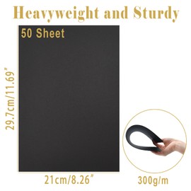 Coriver 21 x A4 Black Card 50 Sheets A4 Black Photo Card A4 Black Card Paper Thick Art Paper Pack 250gsm Black Paper for Crafts, Arts, Office and Stationery
