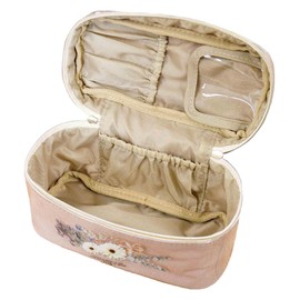 FROR 166276 Cosmetic Pouch, Vanity Bag, Small, Convenient Sorting, Divider, Pink, S, 7.1 x 3.5 x 4.1 inches (18 x 9 x 10.5 cm), Flora, Glossy, Stylish, Cute