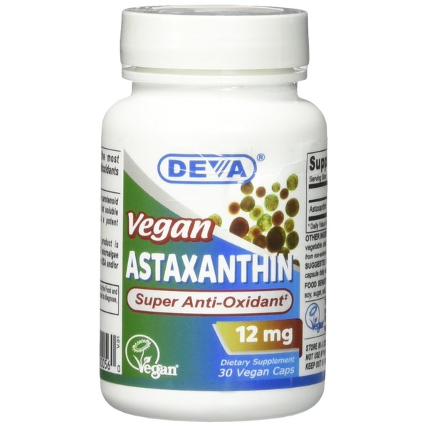 Deva Nutrition Deva Vegan Astaxanthin Veg Capsules, 12 mg, 30 Count