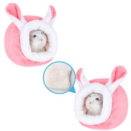 Bhina 2 Pieces Small Animal Bed Hamster, Animal Hamster Bed, Plush Hamster Nest with Removable Cushion, Guinea Pig Nest, for Hamsters, Chinchillas, Guinea Pigs, Rabbits, Pink (12 x 10 x 10 cm)