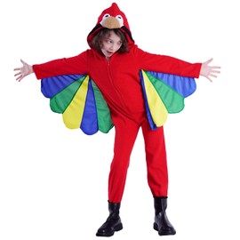PGOND Girl's Parrot Jumpsuit Kids Red Costume (S)