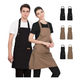 2 Mandil Delantal Para Chef Meseros Barbería Pintores Color Marrón/negro Diseño De La Tela Color Sólido