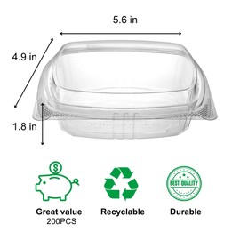 KODA CUP 8oz Tall Dome RPET Clear Hinged Lid Deli Container- 200Pcs