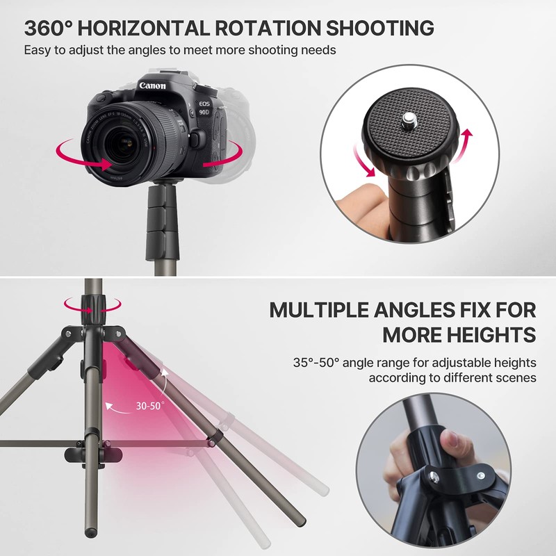 VIJIM Light Tripod Stand for Live Streaming, 6.2ft Lightweight Aluminum