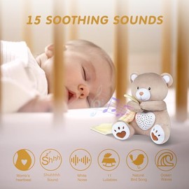 Beresst - Chupete de sueño recargable con diseño de oso de sueño, sensor de llanto de bebé y máquina de ruido blanco, proyector de luz nocturna para decoración de guardería, cuna para bebé, regalo de baby shower
