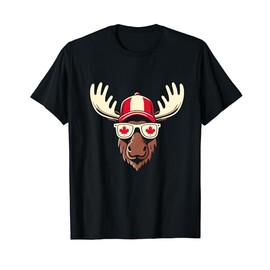Canada Day Canadian Flag Maple Leaf Moose Sunglasses T-Shirt