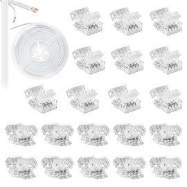 VIPMOON 4 Pin 8mm LED Strip Connector Kit Solderless 16.4FT RGB Extension Cable Wire and 10Pcs Strip Connector 10Pcs Wire Connector for Waterproof or Non-Waterproof 8mm Wide SMD 5050/3528 LED Strip