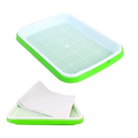 Allware Seed Sprouter Tray Kit, 5 Pack Seed Germination Tray with 50 Planting Papers BPA Free Nursery Tray for Seedling Planting Great for for Garden Home Office - Green Beans Fresh