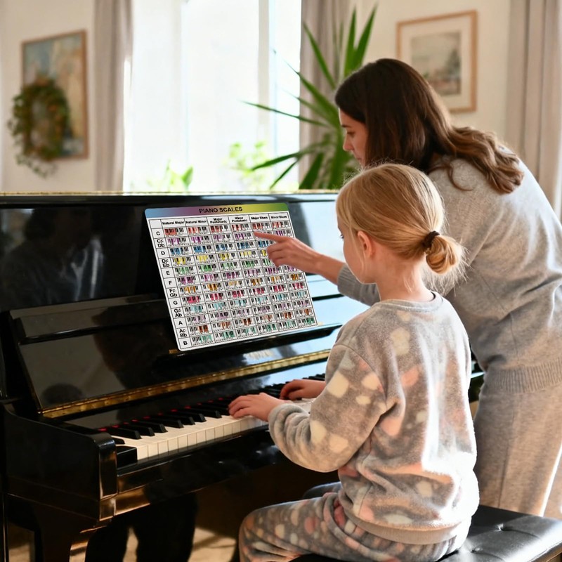 Enjoyard Piano Theory Cheat Sheets - 7 Large 30x30cm Piano