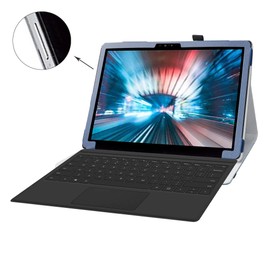 Bige for Dell Latitude 7200 / 7210 12.3" 2-in-1 Tablet Case, PU Leather Folio 2-Folding Stand Cover, Dark Blue