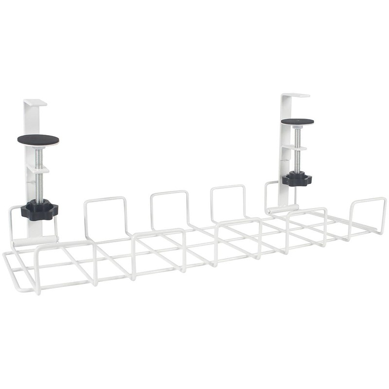 Callstel Cable Basket, Socket Holder & Organiser, Padded Clamps, White