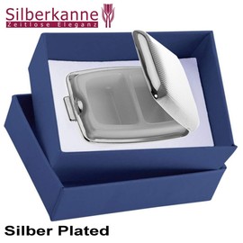 SILBERKANNE Pillendose 2 Fächer Fadenmuster 4,5x6,5x1,5cm Premium Silber Plated edel versilbert in Top Verarbeitung