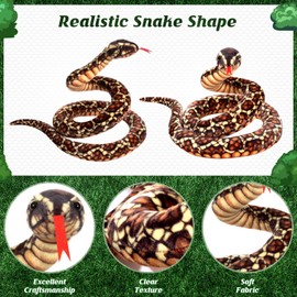 GDZRDFLH Stuffed Snake Animal, 80 in Stuffed Snake Plush,Large Giant Stuffed Animals Snake, Lifelike Plush Snake Cute Stuffed Animals for Birthday Present Party Prank Prop (Brown)