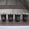 4pcs Camping Cups Black 350ml Outdoor Camping Portable Stainless Steel