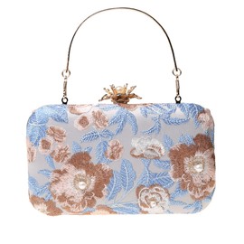 DA BODAN Womens Vintage Floral Beaded Sequin Tiny Clutch Embroidery Crossbody Evening Handbags for Wedding Party Prom (Grey)