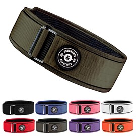 DNDL Self-Locking Weightlifting Belt, 4-Inch, Nylon, Metal Buckle (Green, Large)