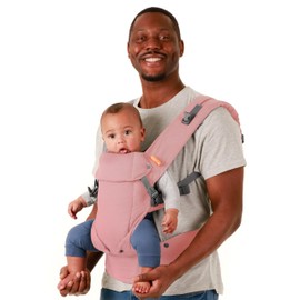 Beco Gemini Babytrage Neugeborene ab Geburt bis Kleinkind - 4 Tragepositionen Baby Trage - Babytrage ab Geburt, Ergonomischer Baby Carrier mit verstellbarem Sitz, 3-16 kg (Rosa Leinen)