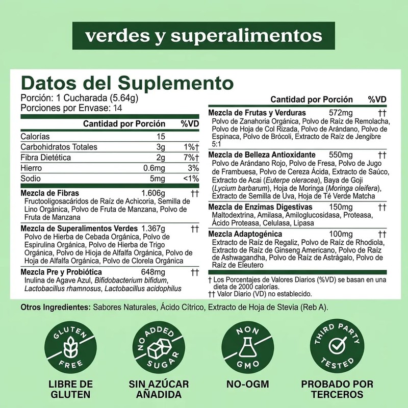 Bloom Nutrition Suplemento Nutricional Verde