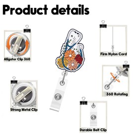Stethoscope Badge Reel,Cute Flora Acrylic Badge for ID Card Badge,Fun Keep Working Telescoping Retractable Badge Holder Alligator Clip Accessories for Nurse,Medical Worker,Nursing Student,Teacher