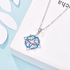 KINGWHYTE Celtic Knot Necklace Necklace 925 Sterling Silver Moonstone Necklace Celtic Knot Pendant Necklace Irish Celtic Jewellry Birthday Christmas Gifts for Women Girls