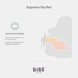 BIBS Supreme - Pack de 2 chupetes sin bisfenol A, pezón simétrico, caucho natural/látex, fabricado en Dinamarca, 6-18 meses (paquete de 2), Woodchuck/Blush