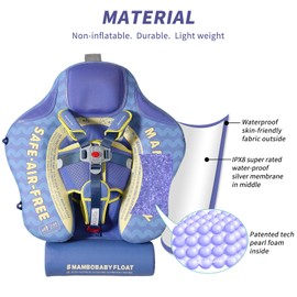 Mambobaby Float with Canopy Size Improved Non Inflatable Infant Baby Pool Float Smart Mambo Float Swim Trainer Add Tail Swim Float Mambo Float Solid Air Free Water Waist Swimming Ring