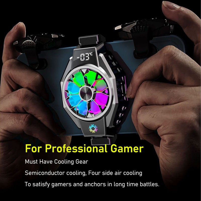 Cell Phone Cooler Semiconductor Digital Display Wireless Charging Back Clip