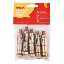 Amtech S5935 5 Piece M10 x 70mm expansion bolts