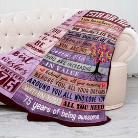 75th Birthday Gifts for Women Blanket,75th Birthday Gifts,75th Birthday Decorations,1948 Birthday Gifts Women,75 Year Old Birthday Gifts for Women,Her,Throw Blanket 60"x50"