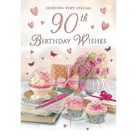 Regal Publishing Traditional Milestone Age Birthday Card Age 90 Female - 9 x 6 inches - Piccadilly Greetings