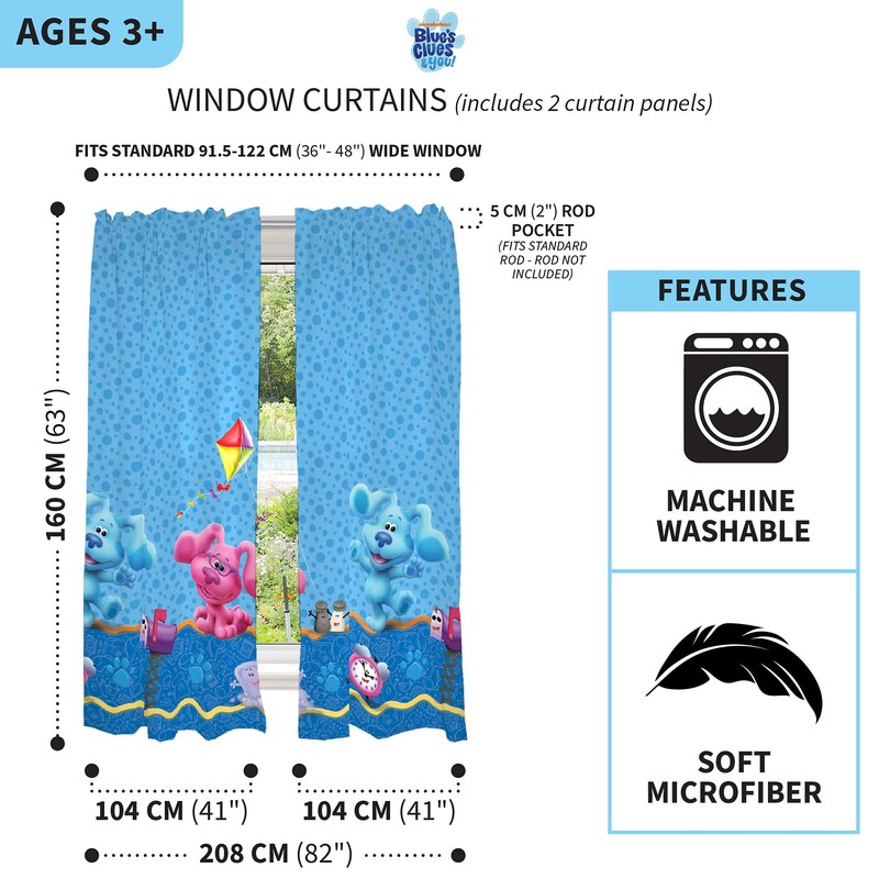 Franco Kids Room Microfiber Window Curtain Panels Drapes Set, 82