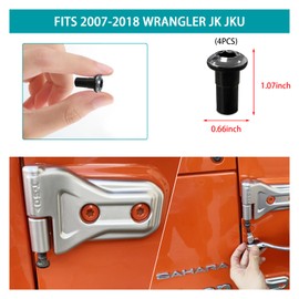 Ziciner - 4 tornillos de repuesto para bisagras de puerta, tuercas de bisagra de puerta de coche compatibles con Wrangler JK JL 2007-2020, kits de reparación de pines de bisagra de puerta
