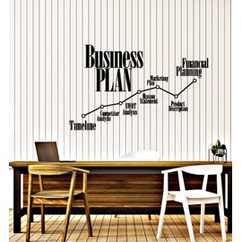 Vinyl Wall Decal Office Business Plan Timeline Marketing Financial Planning Stickers Mural Large Decor (g1890) Black