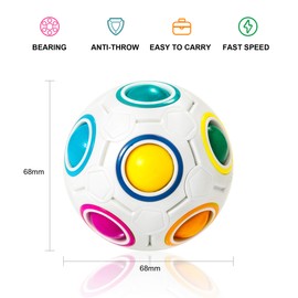 Vdealen Magic Rainbow Puzzle Ball, Speed Cube Ball Fun Stress Reliever Magic Ball- Puzzle Fidget Ball for Children Teen & Adults