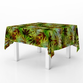 Xtremepads Hemp Leaves On Pattern Pattern - Square Linen Tablecloth, 60" x 60" inches Washable Decorative Table Cloth