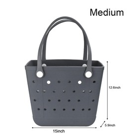 Medium Beach Bag, Waterproof Rubber Tote with Zipper Inner Bag, Washable Rubber Beach Bag for Travel, Pool, Boat, Sports