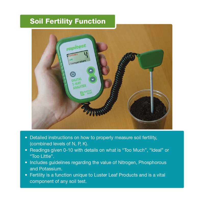 Simply Silver Soil Analyzer - Luster Leaf Rapitest Electronic 3-Way