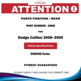 Stirling 4PCs Rear Brake Ceramic Pads kit for Dodge Caliber 2008 2009 Turbo| Proforce D868