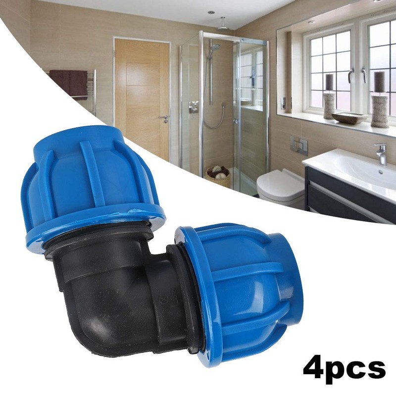 4Pcs Elbow Connector, PE Plastic Water Connector, Water Pipe 32mm
