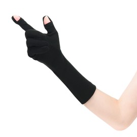 Otafuku Glove Arm Cover, UV Protection Gloves, Black, 100% Cotton, Long